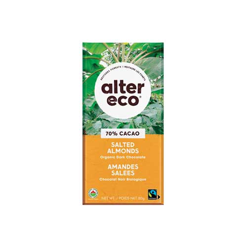Alter Eco Organic Chocolate – Salted Almonds 70%