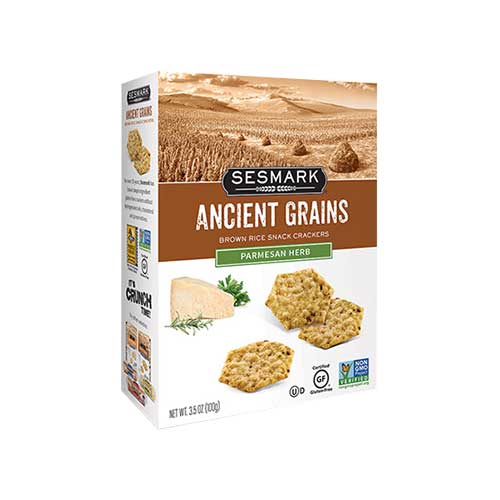Sesmark Ancient Grains Brown Rice Snack Crackers – Parmesan Herb